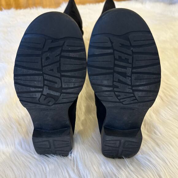 Stuart Weitzman 5050 Over The Knee High Boots Suede Leather Flat, Black - Picture 14 of 16